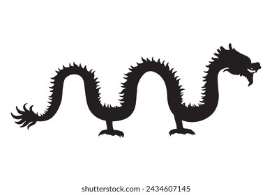 dragon silhouette vector isolated black on white background