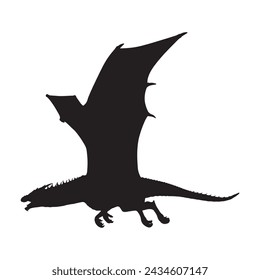 dragon silhouette vector isolated black on white background