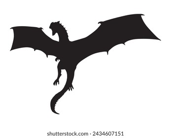 dragon silhouette vector isolated black on white background