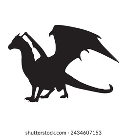 dragon silhouette vector isolated black on white background