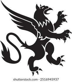 dragon silhouette vector isolated black on white background