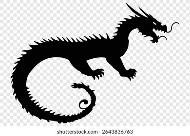 Dragon silhouette vector, dragon logo silhouette vector illustration.
