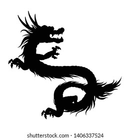 Dragon silhouette vector on white