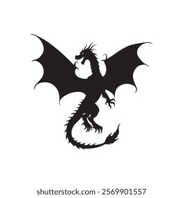 Dragon Silhouette,dragon, vector, animal and silhouette