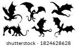 dragon silhouettes on white background