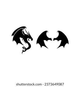 dragon silhouettes on white background