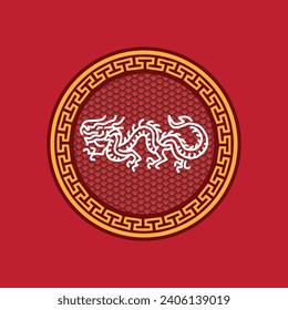 Dragon simple illustration with oriental ornament suitable for year of dragon Chinese New Year banner
