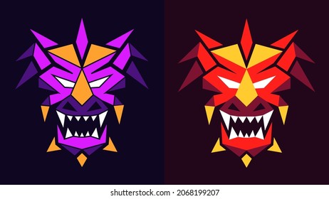 Dragon simple polygonal icon. Dragon head colored sign. Vector illustration.