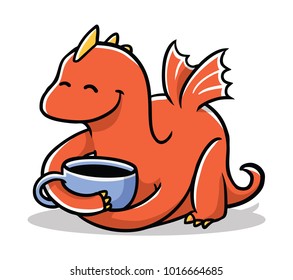 dragon sipping a coffee