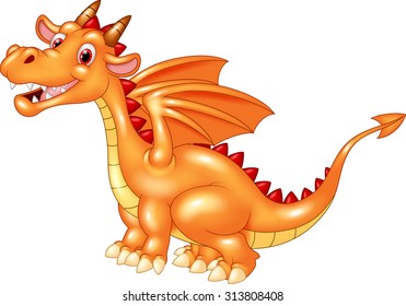 Dragon sitting with a happy face, vector illustration 