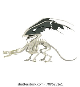 Dragon skeleton vector illustration. Ghost dragon.