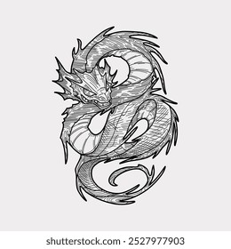 Dragon sketch drawing outline artwork handmade illustration