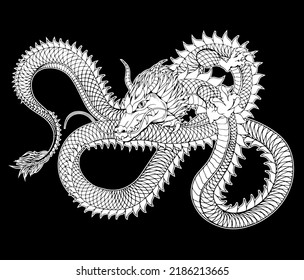 Dragon sketch tattoo vector illustration