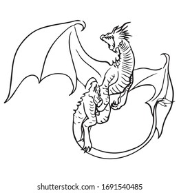 dibujo de dragón diseño vectorial, tatuaje artístico, ilustración fantástica