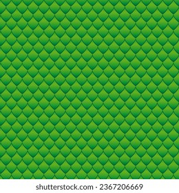 Dragon skin seamless pattern. Green scales of snake, reptile, fish or mermaid 