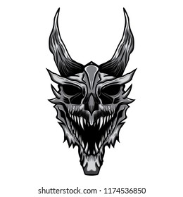 Dragon skull angry vector illustration