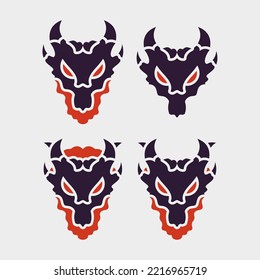 Dragon Skull Fire Logo Illustration Collection