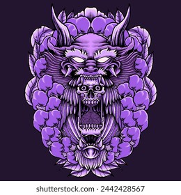 dragon and skull vector illustration