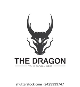 Dragon and snake head vector icon illustration design logo template