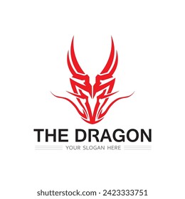 Dragon and snake head vector icon illustration design logo template