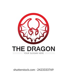 Dragon and snake head vector icon illustration design logo template