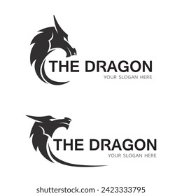 Dragon and snake head vector icon illustration design logo template