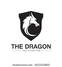 Dragon and snake head vector icon illustration design logo template