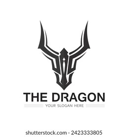 Dragon and snake head vector icon illustration design logo template