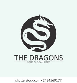 Dragon and snake  vector icon illustration design logo template