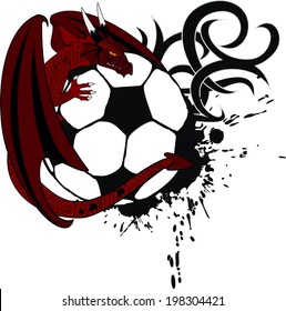 dragon soccer ball tatto tshirt in vector format very easy to edit