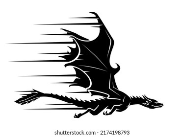 Dragon Speed Design, Medieval Fantasy Reptile Silhouette