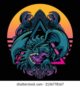 dragon spitting fire vector illustration