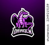 Dragon sport esport gaming mascot logo. Mythological animals