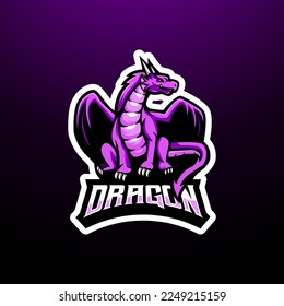 Dragon sport esport gaming mascot logo. Mythological animals