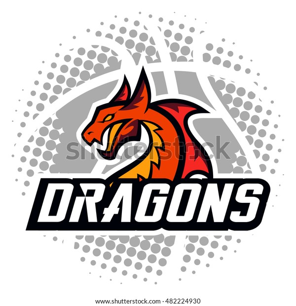 Dragon Sport Logo Basketball Design Vintage Stock Vector Royalty