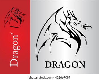 Dragon,  spreading its wing. Dragon with the flame from the mouth. Attacking Dragon. 