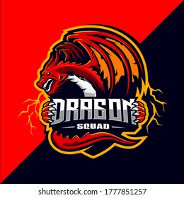 Dragon squad esport mascot logo design vector
