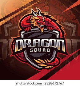 Dragon squad esport mascot logo design