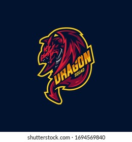 dragon squad mascot logo and gaming logo