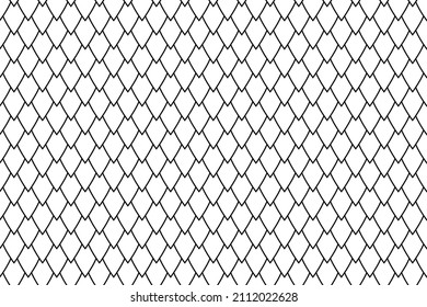 Dragon squama geometric simple seamless pattern. Black and white background or roof texture. Minimal wallpaper. Reptile decorative skin or mermaid tail.