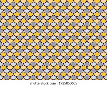 Dragon squama magic vector endless ornament. Half circle waves geometry. Fishscale vivid illustration. Marine fabric design. Semicircle mermaid scales background.