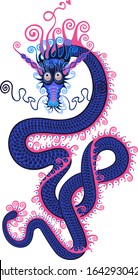 The Dragon. Stylization for the culture of China. Vector graphics. 