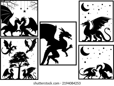Dragon Svg Bundle, Dragons Cut File, silhouette Svg, Dragons Head, Animal Svg, Dragon Silhouette, Decor, Home, Printable, Svg, Png svg