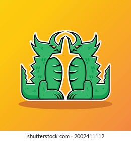 dragon and sword concept. suitable for logo, icon, symbol, mascot and sign. with green