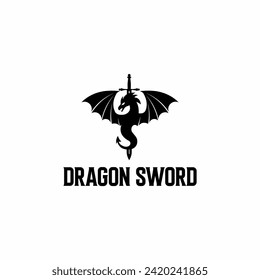 dragon sword illustration vector logo. clean, modern and cutting-edge
