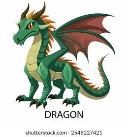 Dragon symbol of 2024 in cartoon style on a white background. Vector illustration.