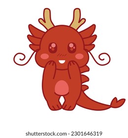 Dragon symbol of 2024. Cute Chinese dragon horoscope sign. Cartoon illustration. Symbol of the 2024. Chinese New Year animal sign. Chinese Zodiac. Sign Dragon