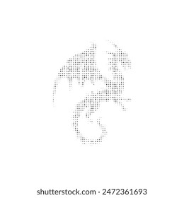 The dragon symbol filled with black dots. Pointillism style. Vector illustration on white background