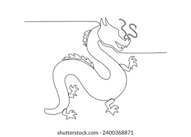 A dragon symbol of kindness. Chinese Dragon one-line drawing