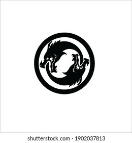 Dragon Symbol Logo. Tattoo Design. Vector Illustration.